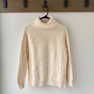 L.L. Bean All-Day Waffle Turtleneck Sweater – Cream – Size Small – New with Tags
